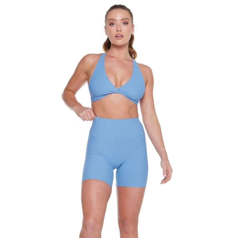 Crop Shop Boutique Light Blue High-Waist Biker Shorts